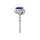 Trillion 2.16ct Tanzanite Ring With 0.38tct Diamond Halo In 14Kt White Gold