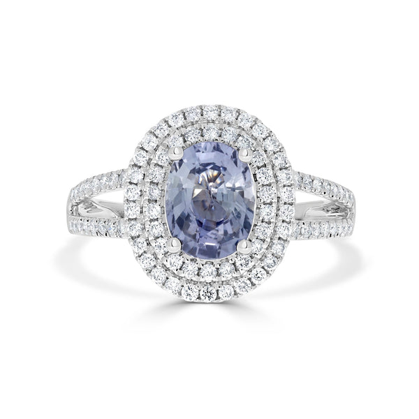 1.88ct Sapphire Rings with 0.44tct diamonds set in 18KT white gold