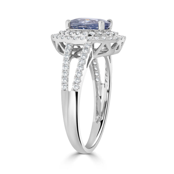 1.88ct Sapphire Rings with 0.44tct diamonds set in 18KT white gold