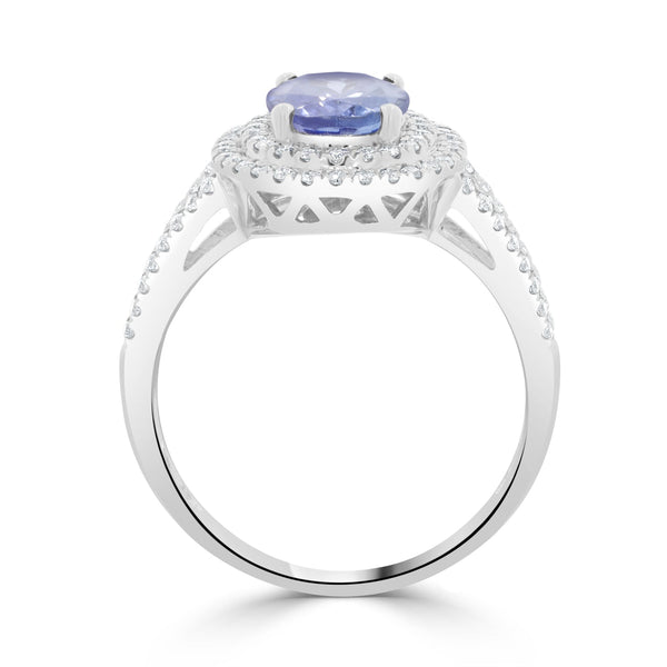 1.57 Tanzanite Rings with 0.35tct Diamond set in 14K White Gold