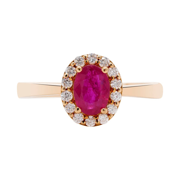 0.76ct Ruby Ring With 0.20tct Diamonds Set In 14k Yellow Gold