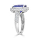 Cushion Cut 5.26Ct Tanzanite Ring With 0.87Tct Diamond Halo And Pave 14Kt White Gold Band