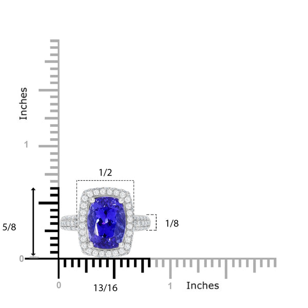 5.28 Tanzanite Rings with 0.89tct Diamond set in 18K White Gold