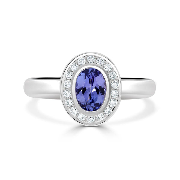 0.77ct Tanzanite Rings  with 0.15tct diamonds set in 14kt white gold