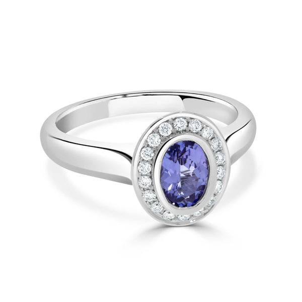 0.77ct Tanzanite Rings  with 0.15tct diamonds set in 14kt white gold