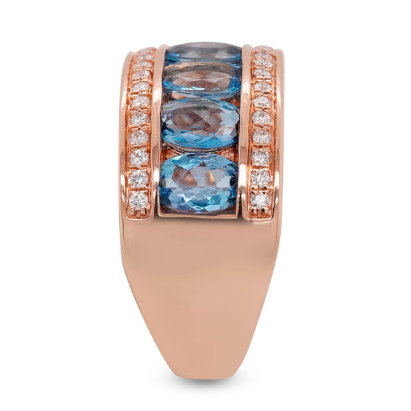 2.16ct Aquamarine ring with 0.22tct diamonds set in 14K rose gold