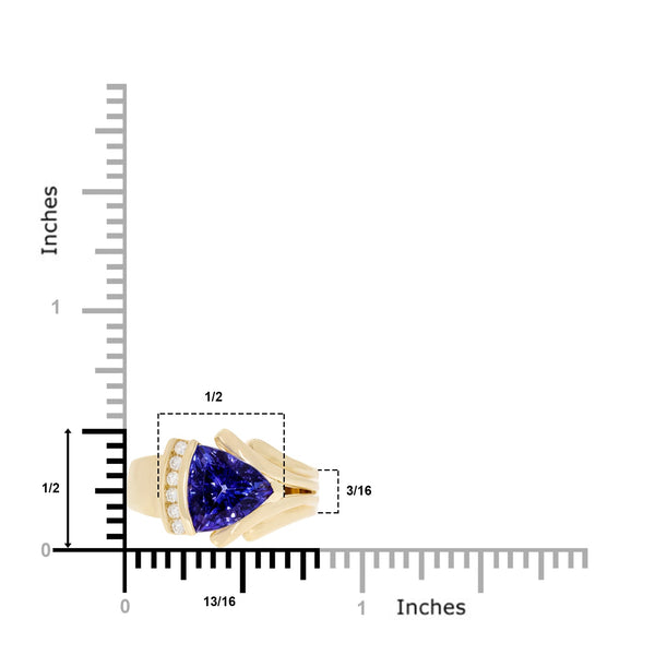 3.16ct Tanzanite ring with 0.12tct diamonds set in 14kt yellow gold