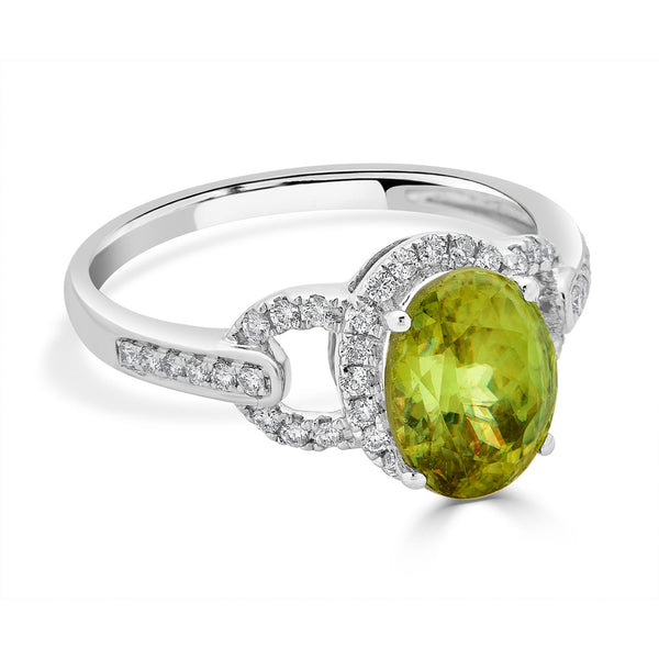 2.54ct Sphene ring with 0.27tct diamonds set in 14K white gold