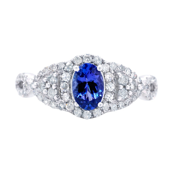 0.59ct Tanzanite ring with 0.43ct diamonds set in 14K white gold