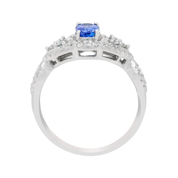 0.59ct Tanzanite ring with 0.43ct diamonds set in 14K white gold