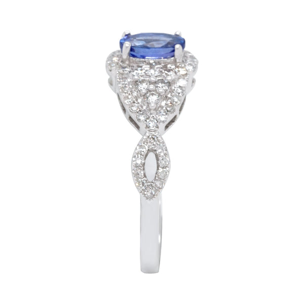 0.59ct Tanzanite ring with 0.43ct diamonds set in 14K white gold