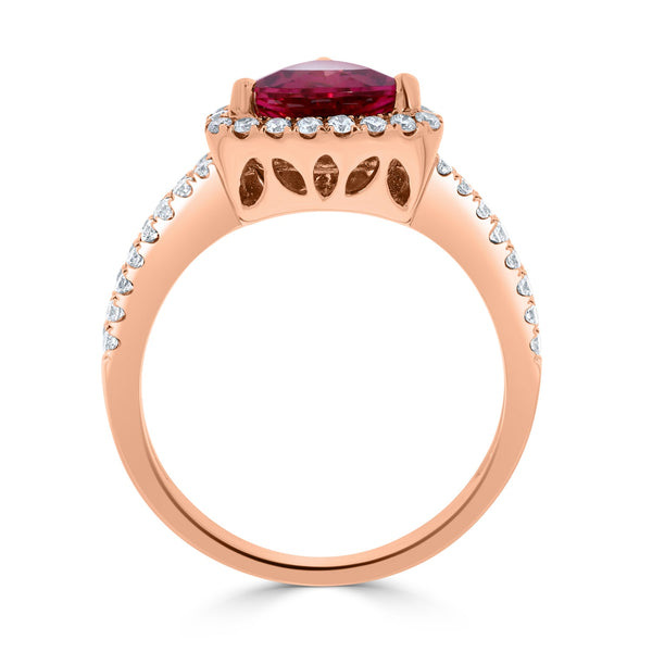 1.44ct Tourmaline ring with 0.49tct diamonds set in 14kt rose gold