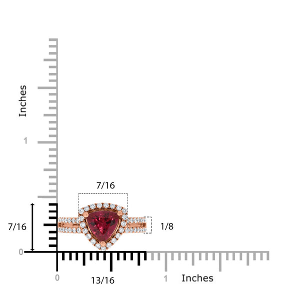 1.44ct Tourmaline ring with 0.49tct diamonds set in 14kt rose gold