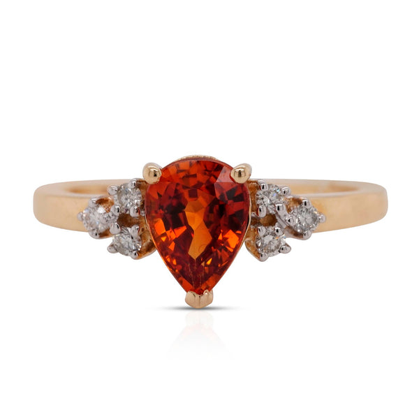 1.68ct Mandarin Garnet Ring With 0.12tct Diamonds In 14K White Gold