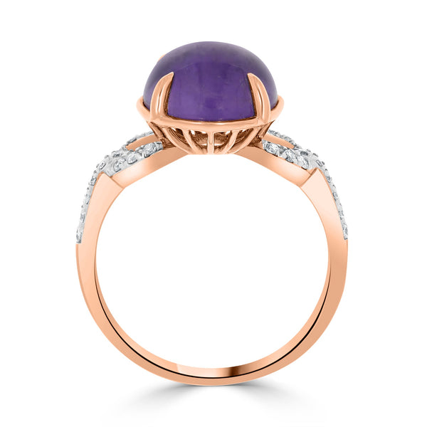 1.77ct Amethyst Rings with 0.18tct Diamond set in 14K Rose Gold