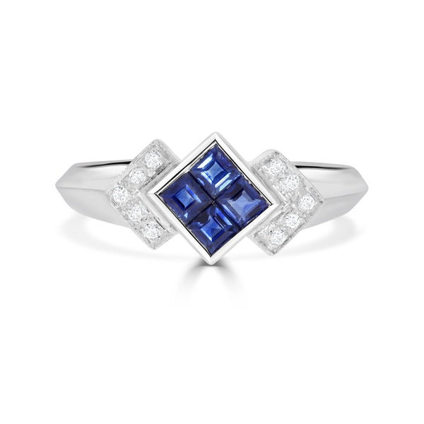 0.5 Sapphire Rings with 0.05tct Diamond set in 14K White Gold