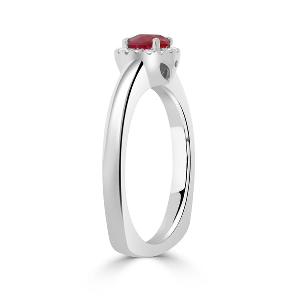 0.57Ct Ruby Ring With 0.09Tct Diamonds Set In 14K White Gold