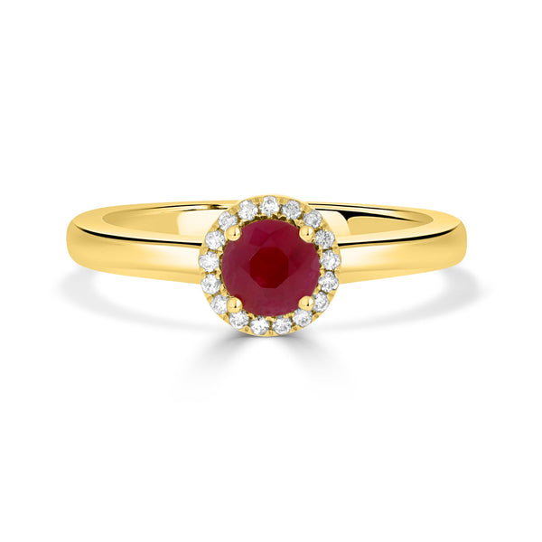 0.52Ct Ruby Ring With 0.09Tct Diamonds Set In 14K Yellow Gold