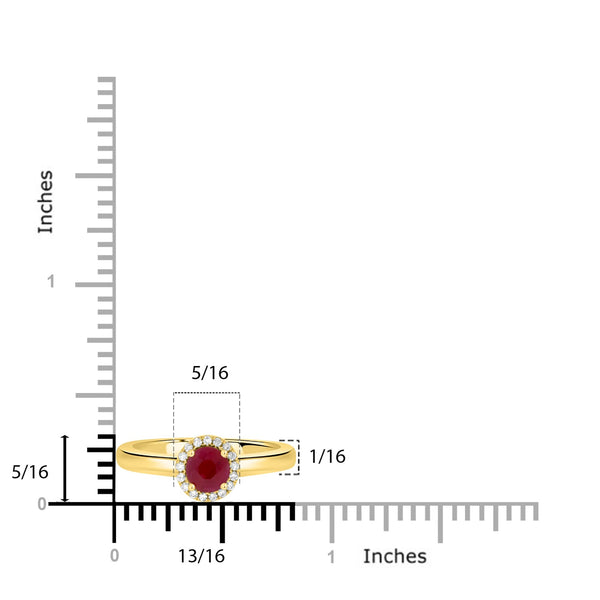 0.52Ct Ruby Ring With 0.09Tct Diamonds Set In 14K Yellow Gold