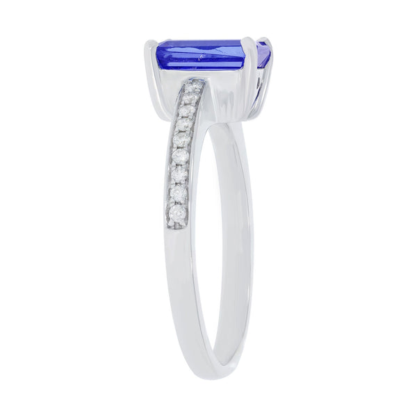 1.87ct Tanzanite ring with 0.14tct diamonds set in 14kt white gold