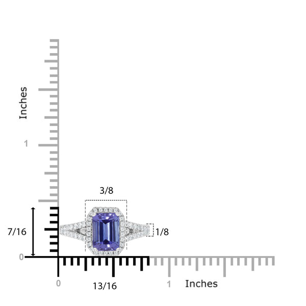 1.70ct Tanzanite Ring With 0.41tct Diamonds Set In 14K White Gold