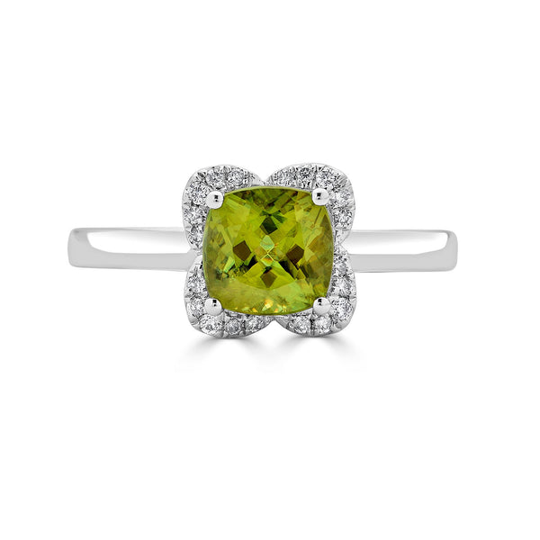 1.80ct Sphene ring with 0.10tct diamonds set in 14K white gold