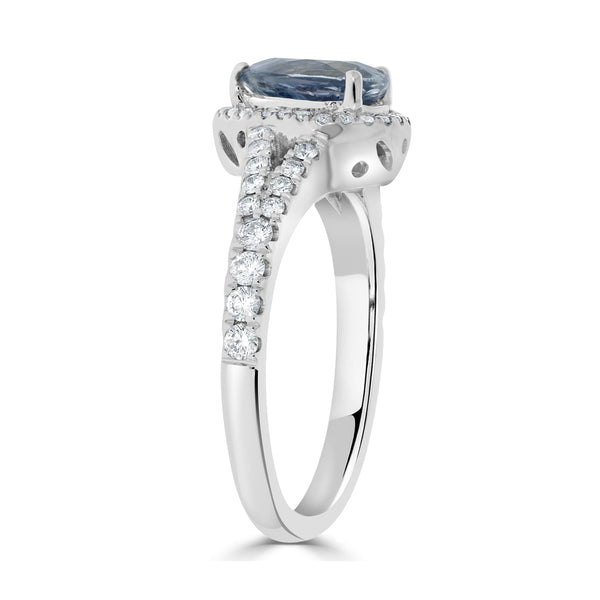 1.43ct Sapphire Rings with 0.40tct diamonds set in 14KT white gold