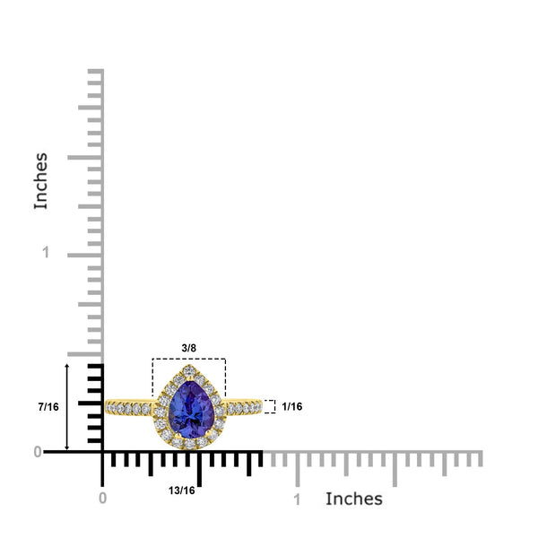 1.27ct Tanzanite ring with 0.43tct diamonds set in 14K yellow gold