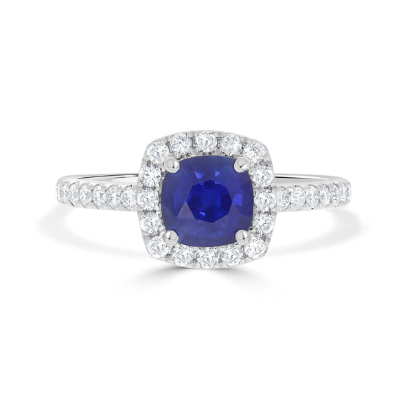 1.21Ct Sapphire Ring With 0.45Tct Diamonds Set In 14K White Gold