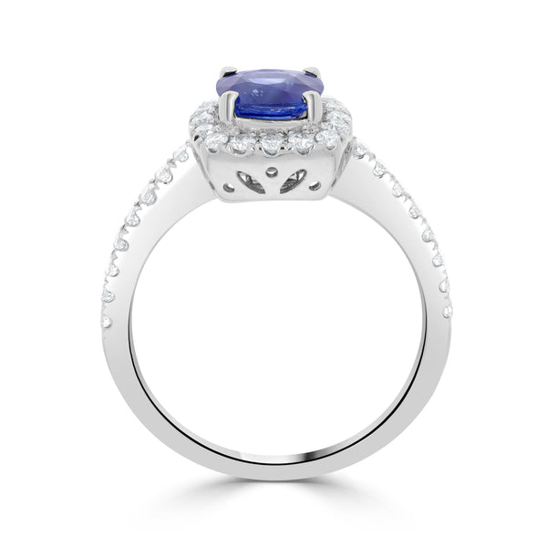 1.21Ct Sapphire Ring With 0.45Tct Diamonds Set In 14K White Gold