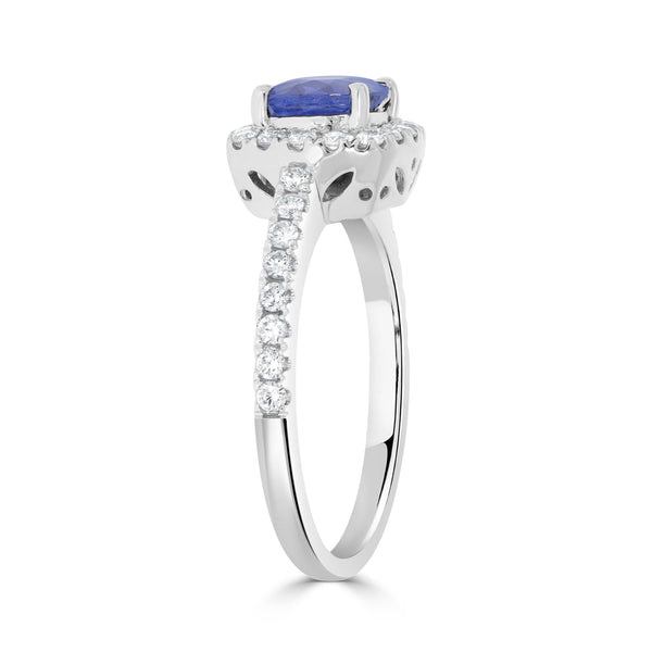 1.21Ct Sapphire Ring With 0.45Tct Diamonds Set In 14K White Gold