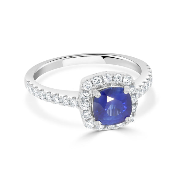 1.21Ct Sapphire Ring With 0.45Tct Diamonds Set In 14K White Gold