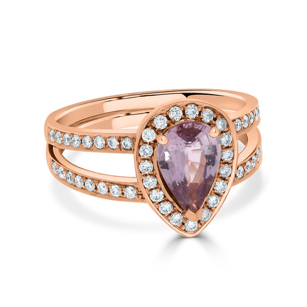 1.12ct Sapphire Rings with 0.39tct diamonds set in 14KT rose gold