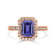 1.50ct Tanzanite ring with 0.36tct diamonds set in 14kt rose gold