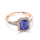 1.50ct Tanzanite ring with 0.36tct diamonds set in 14kt rose gold