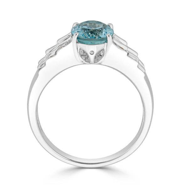 1.75ct Aquamarine ring with 0.35tct diamonds set in 14K white gold