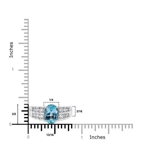 1.75ct Aquamarine ring with 0.35tct diamonds set in 14K white gold