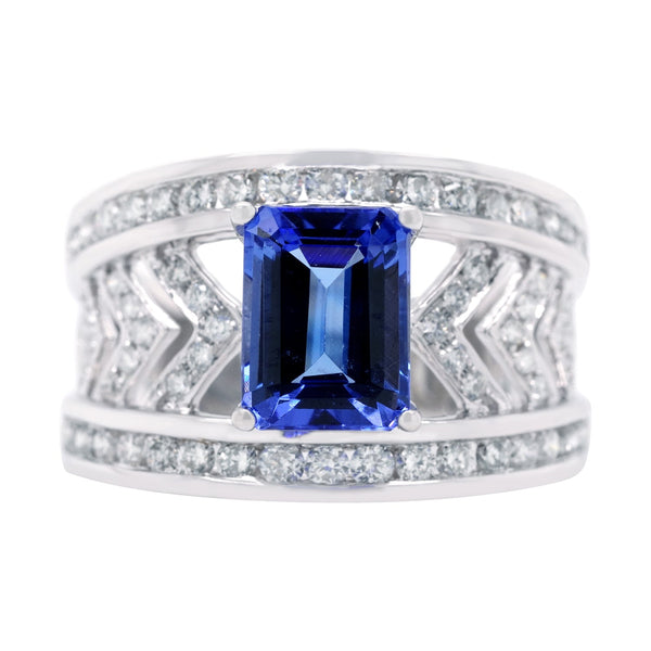 1.52ct Tanzanite Rings with 0.75ct diamonds set in 14K white gold