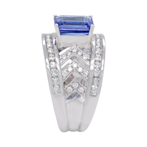 1.52ct Tanzanite Rings with 0.75ct diamonds set in 14K white gold