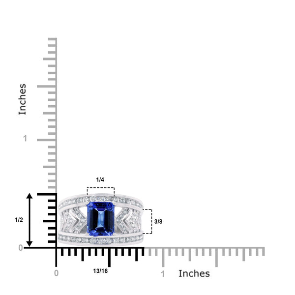 1.52ct Tanzanite Rings with 0.75ct diamonds set in 14K white gold