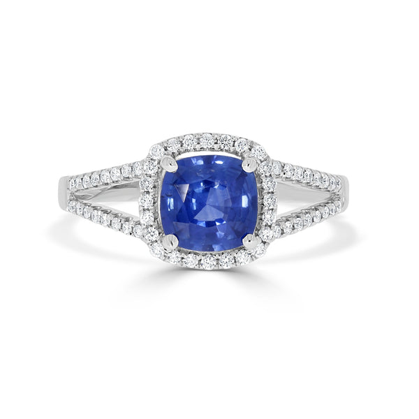 1.22ct Sapphire Ring with 0.19tct Diamonds set in 14K White Gold