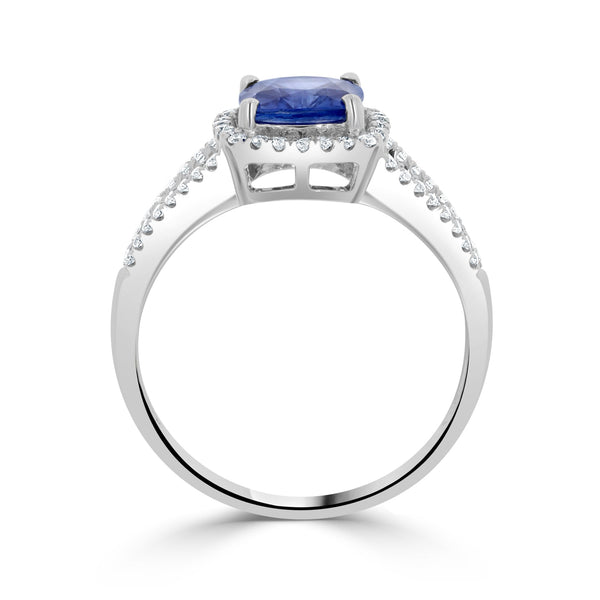 1.22ct Sapphire Ring with 0.19tct Diamonds set in 14K White Gold