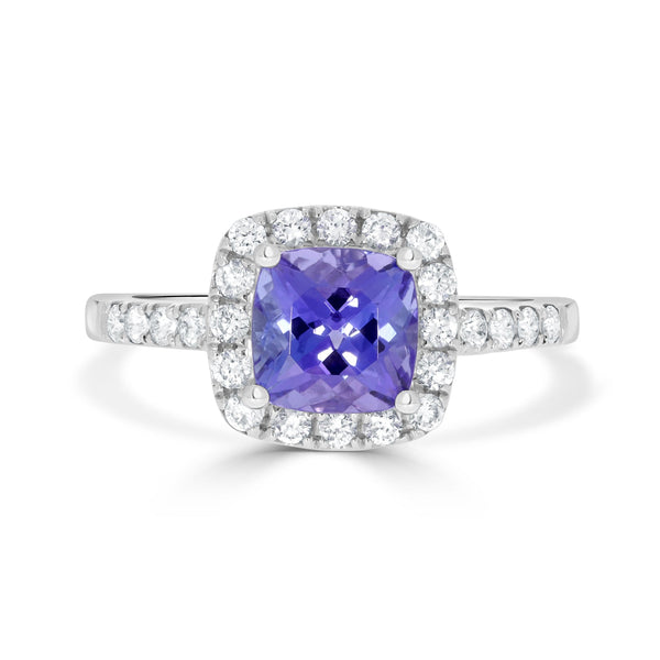 1.40Ct Tanzanite Ring With 0.36Tct Diamonds Set In 14K White Gold