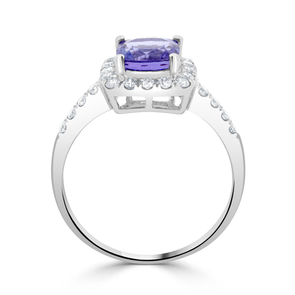 1.40Ct Tanzanite Ring With 0.36Tct Diamonds Set In 14K White Gold