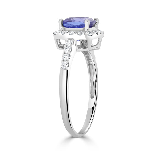 1.40Ct Tanzanite Ring With 0.36Tct Diamonds Set In 14K White Gold