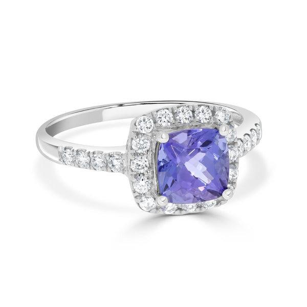 1.40Ct Tanzanite Ring With 0.36Tct Diamonds Set In 14K White Gold