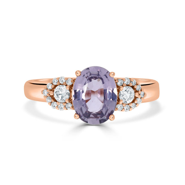 1.56ct Sapphire Rings with 0.20tct diamonds set in 14KT rose gold