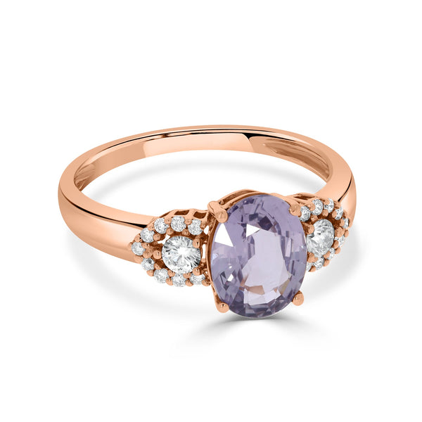 1.56ct Sapphire Rings with 0.20tct diamonds set in 14KT rose gold