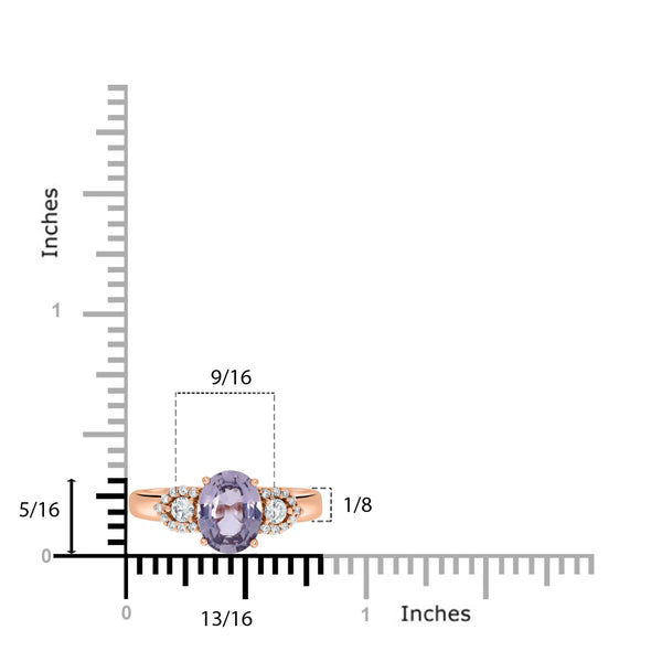 1.56ct Sapphire Rings with 0.20tct diamonds set in 14KT rose gold