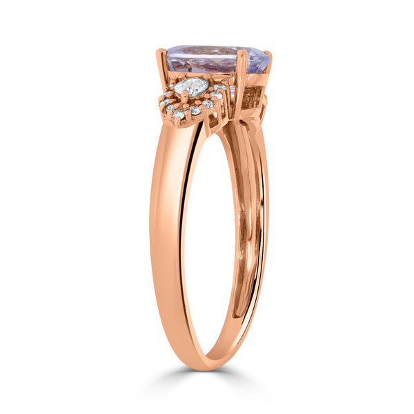 1.56ct Sapphire Rings with 0.19tct diamonds set in 14KT rose gold